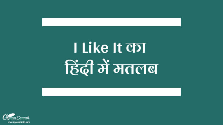 I Like It Meaning in Hindi