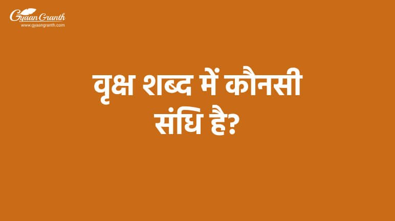 वृक्ष शब्द में कौनसी संधि है?