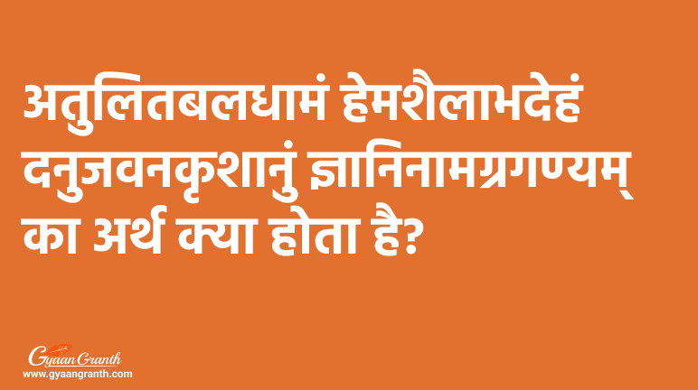 अतुलितबलधामं हेमशैलाभदेहं दनुजवनकृशानुं ज्ञानिनामग्रगण्यम्